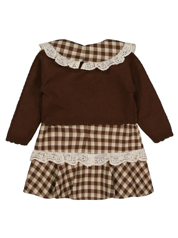 Civil Baby Pitikare Desenli 6-18 Ay Elbise - Kahverengi