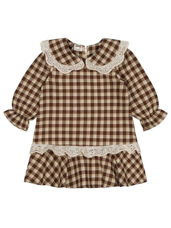 Civil Baby Pitikare Desenli 6-18 Ay Elbise - Kahverengi