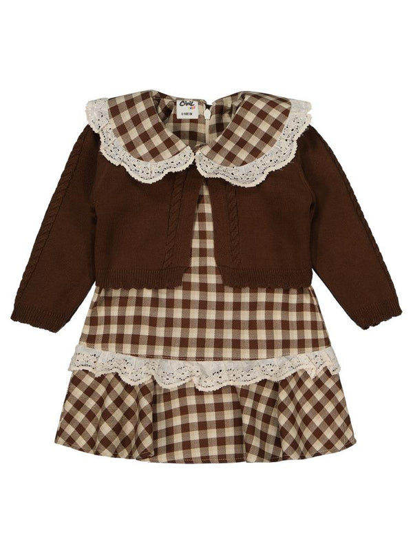 Civil Baby Pitikare Desenli 6-18 Ay Elbise - Kahve