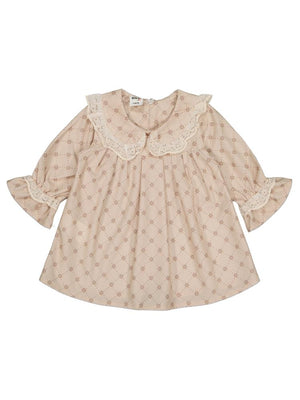 750 Civil Baby Bebe Yaka 6-18 Ay Elbise - Bej