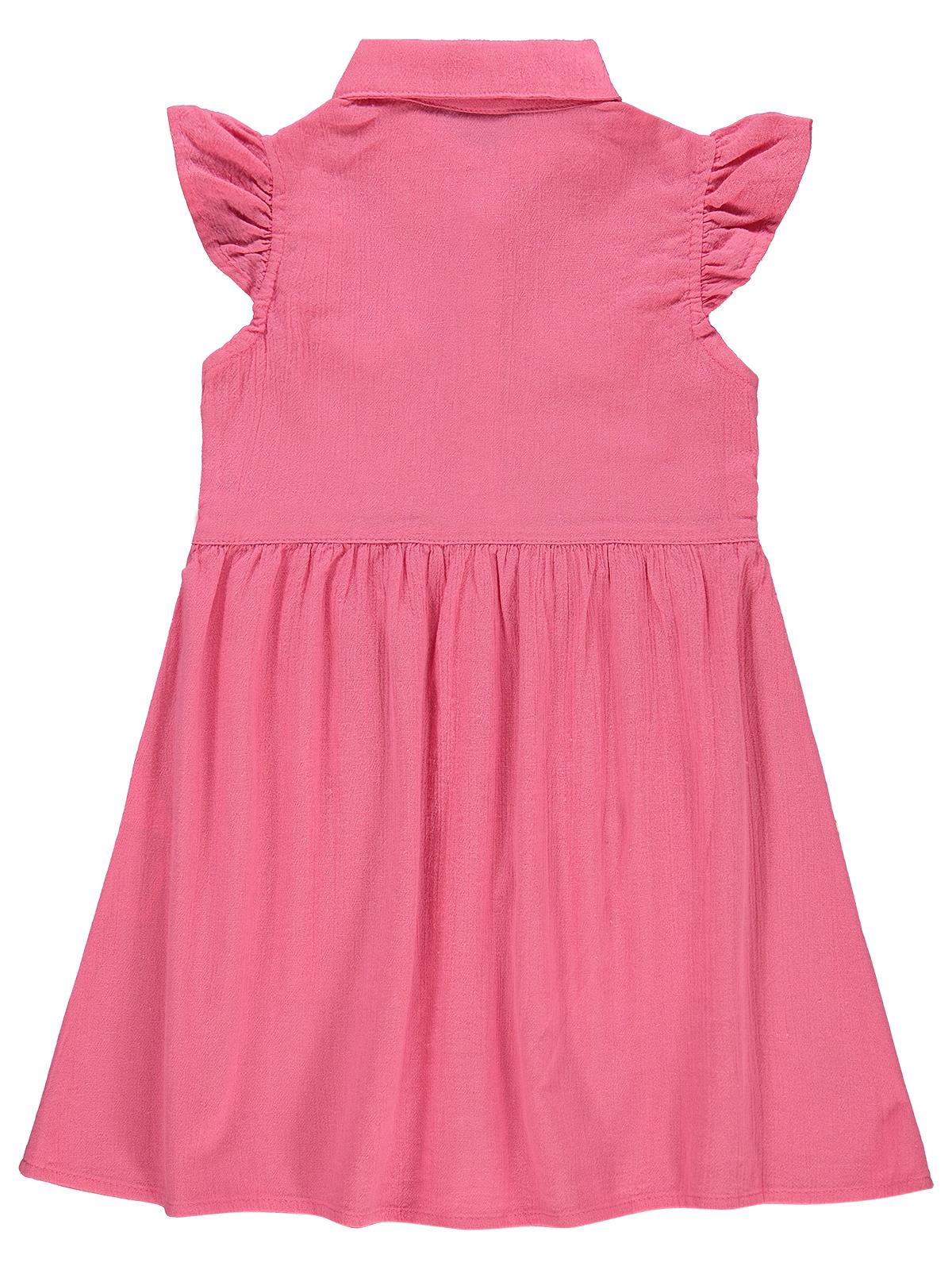 Civil Girls Düğmeli 6-9 Yaş Elbise - Fusya