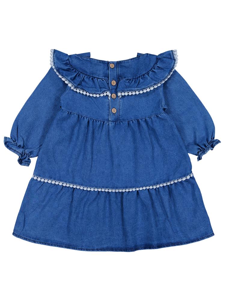 Civil Baby Çiçek Nakışlı 6-18 Ay Elbise - Mavi