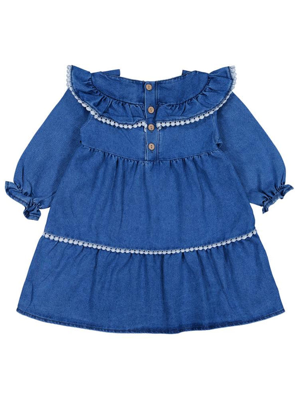 Civil Baby Çiçek Nakışlı 6-18 Ay Elbise - Mavi