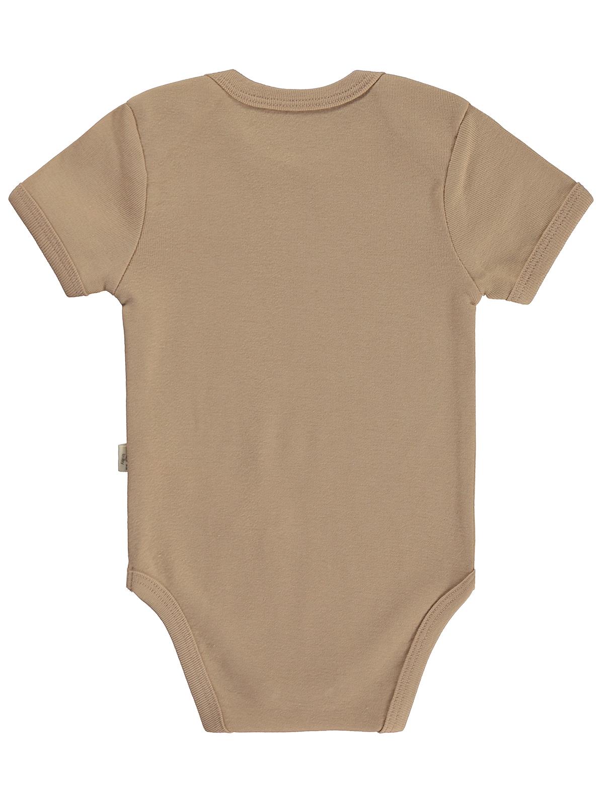 Civil Baby Düz Renkli Kısa Kol 0-1 Ay Çıtçıtlı Badi - Kahverengi