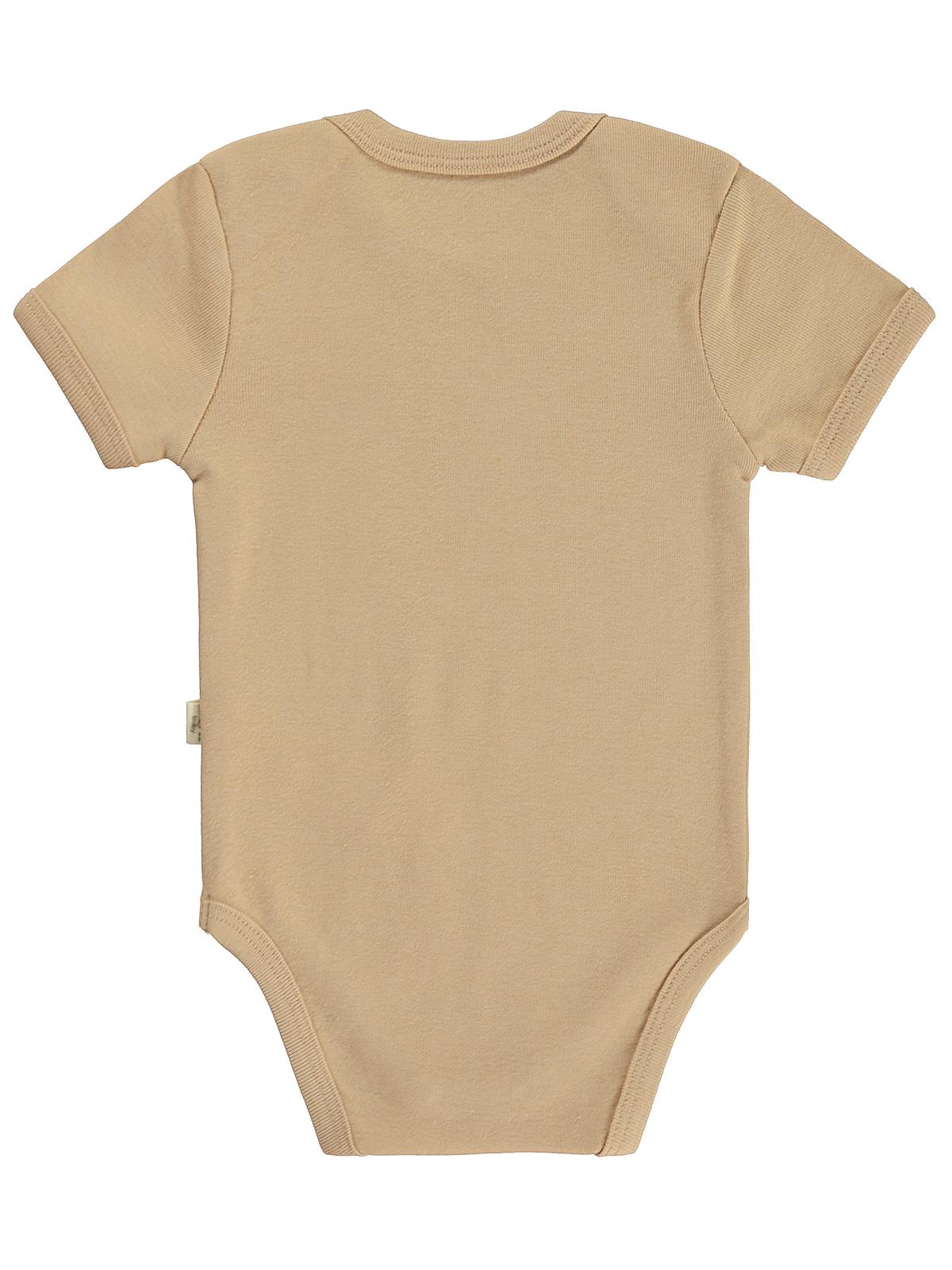 Civil Baby Düz Renkli Kısa Kol 3-9 Ay Çıtçıtlı Badi - Kahverengi