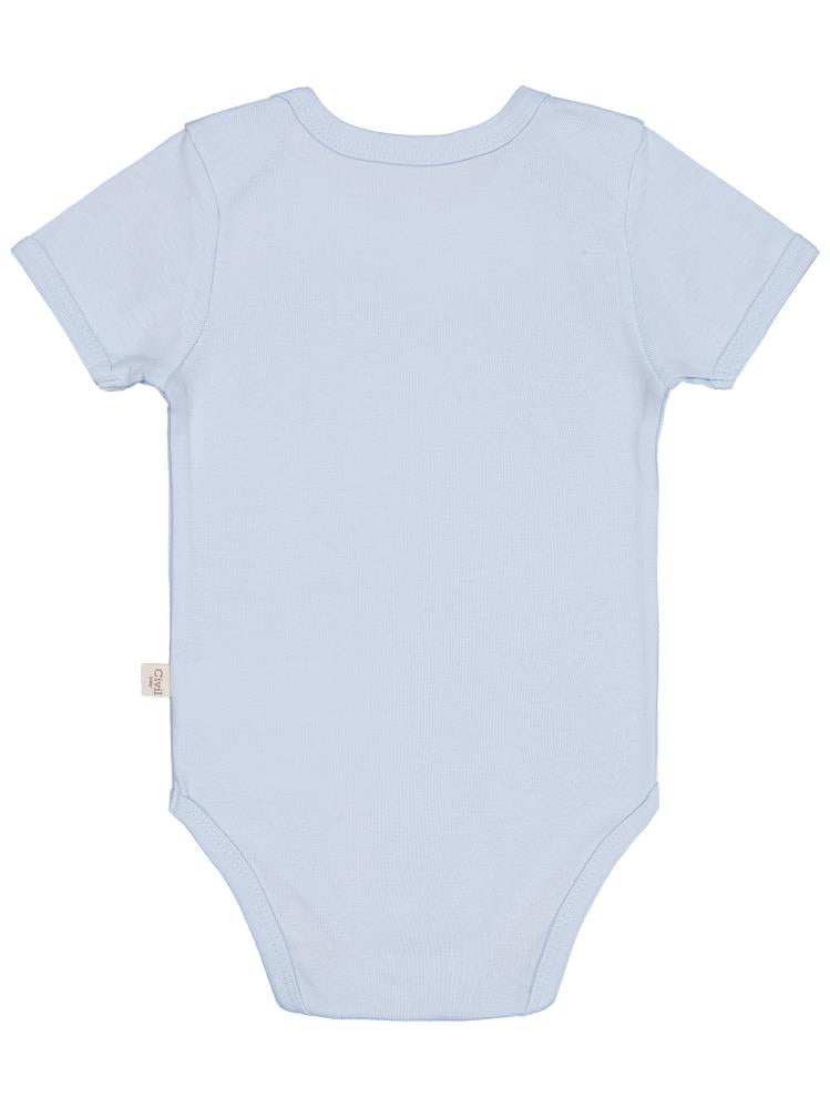 Civil Baby Düz Renkli Kısa Kol 0-1 Ay Çıtçıtlı Badi - Mavi