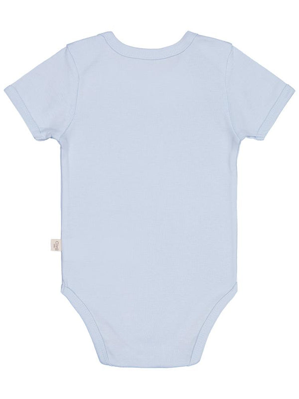 Civil Baby Düz Renkli Kısa Kol 3-9 Ay Çıtçıtlı Badi - Mavi