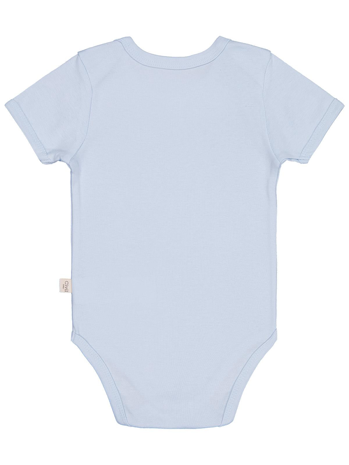Civil Baby Düz Renkli Kısa Kol 3-9 Ay Çıtçıtlı Badi - Mavi