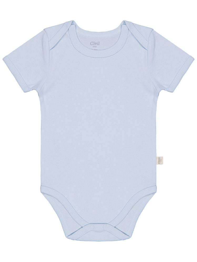 Civil Baby Düz Renkli Kısa Kol 0-1 Ay Çıtçıtlı Badi - Mavi