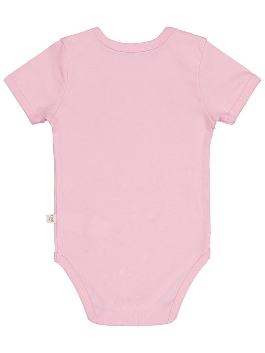 Civil Baby Düz Renkli Kısa Kol  Çıtçıtlı Badi - Pembe