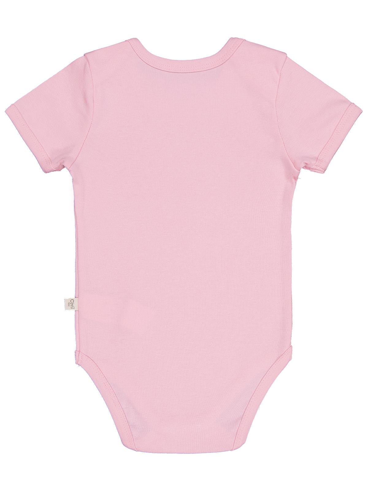 Civil Baby Düz Renkli Kısa Kol 3-9 Ay Çıtçıtlı Badi - Pembe