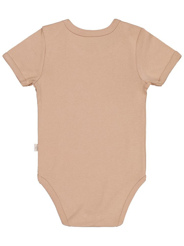 Civil Baby Düz Renkli Kısa Kol 0-1 Ay Çıtçıtlı Badi - Kahverengi