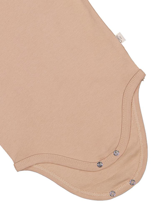 Civil Baby Düz Renkli Kısa Kol 3-9 Ay Çıtçıtlı Badi - Kahverengi