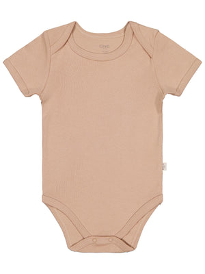 Civil Baby Düz Renkli Kısa Kol 3-9 Ay Çıtçıtlı Badi - Kahverengi