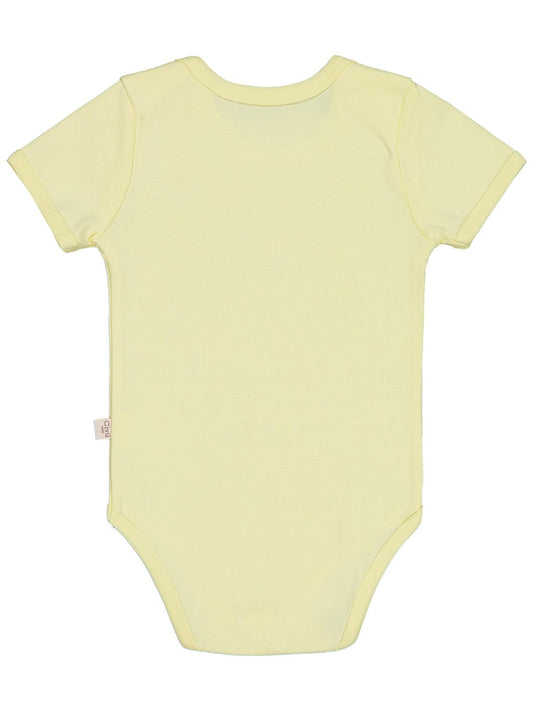 Civil Baby Düz Renkli Kısa Kol  Çıtçıtlı Badi - Sarı