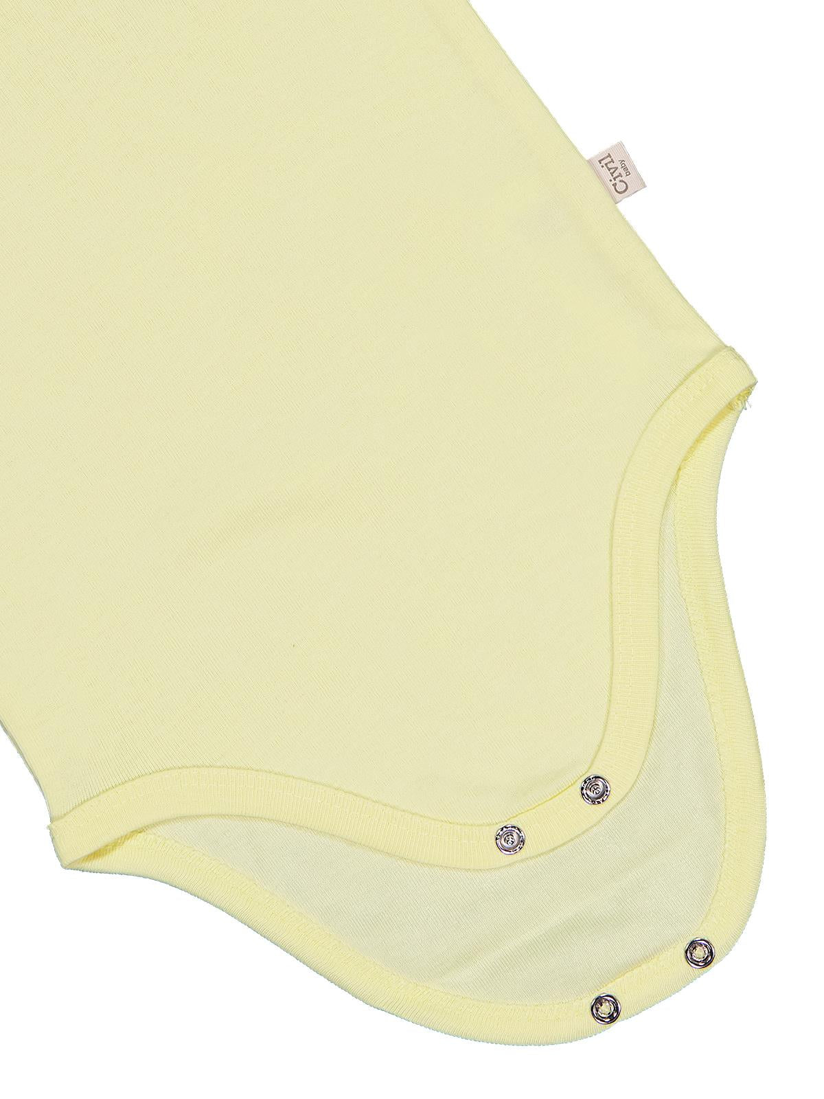 Civil Baby Düz Renkli Kısa Kol 3-9 Ay Çıtçıtlı Badi - Sarı