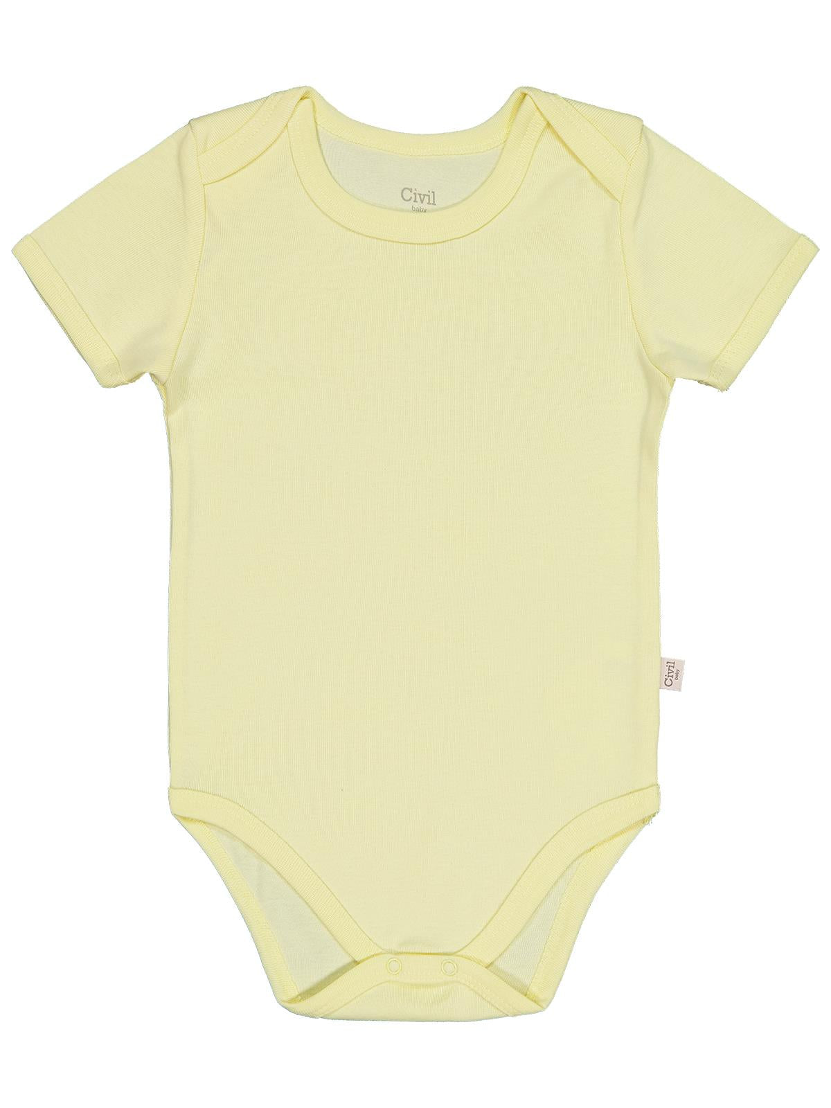 Civil Baby Düz Renkli Kısa Kol 3-9 Ay Çıtçıtlı Badi - Sarı