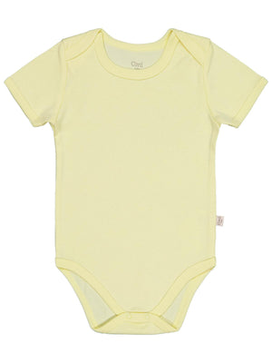 Civil Baby Düz Renkli Kısa Kol 0-1 Ay Çıtçıtlı Badi - Sarı