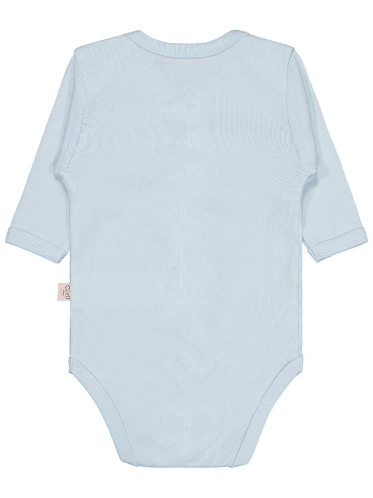 Civil Baby Düz Renkli Uzun Kol 0-1 Ay Çıtçıtlı Badi - Mavi