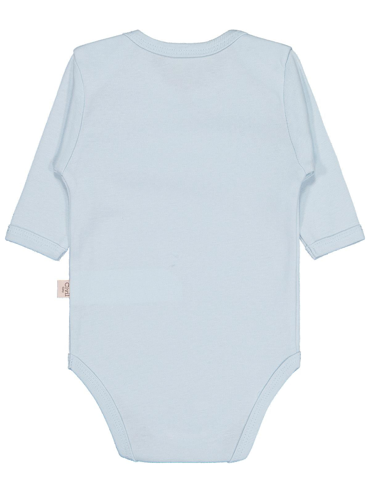 Civil Baby Düz Renkli Uzun Kol 3-9 Ay Çıtçıtlı Badi - Mavi