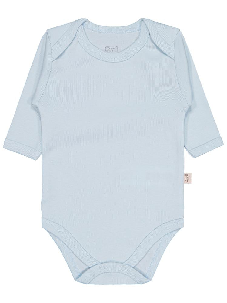 Civil Baby Düz Renkli Uzun Kol 3-9 Ay Çıtçıtlı Badi - Mavi