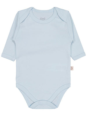 Civil Baby Düz Renkli Uzun Kol 3-9 Ay Çıtçıtlı Badi - Mavi