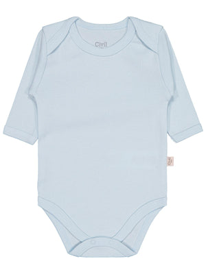Civil Baby Düz Renkli Uzun Kol 0-1 Ay Çıtçıtlı Badi - Mavi