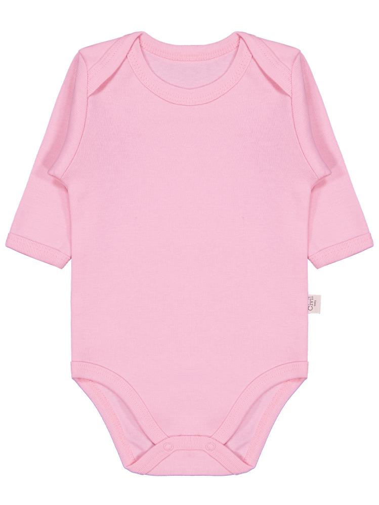 Civil Baby Düz Renkli Uzun Kol 3-9 Ay Çıtçıtlı Badi - Pembe