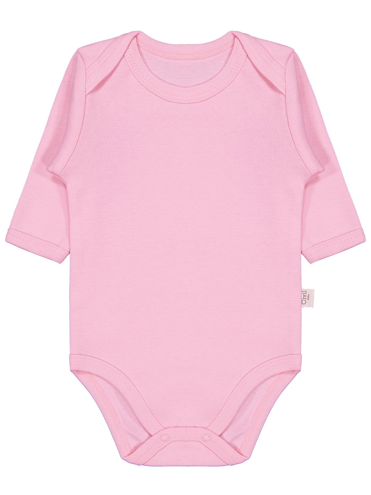 Civil Baby Düz Renkli Uzun Kol 0-1 Ay Çıtçıtlı Badi - Pembe
