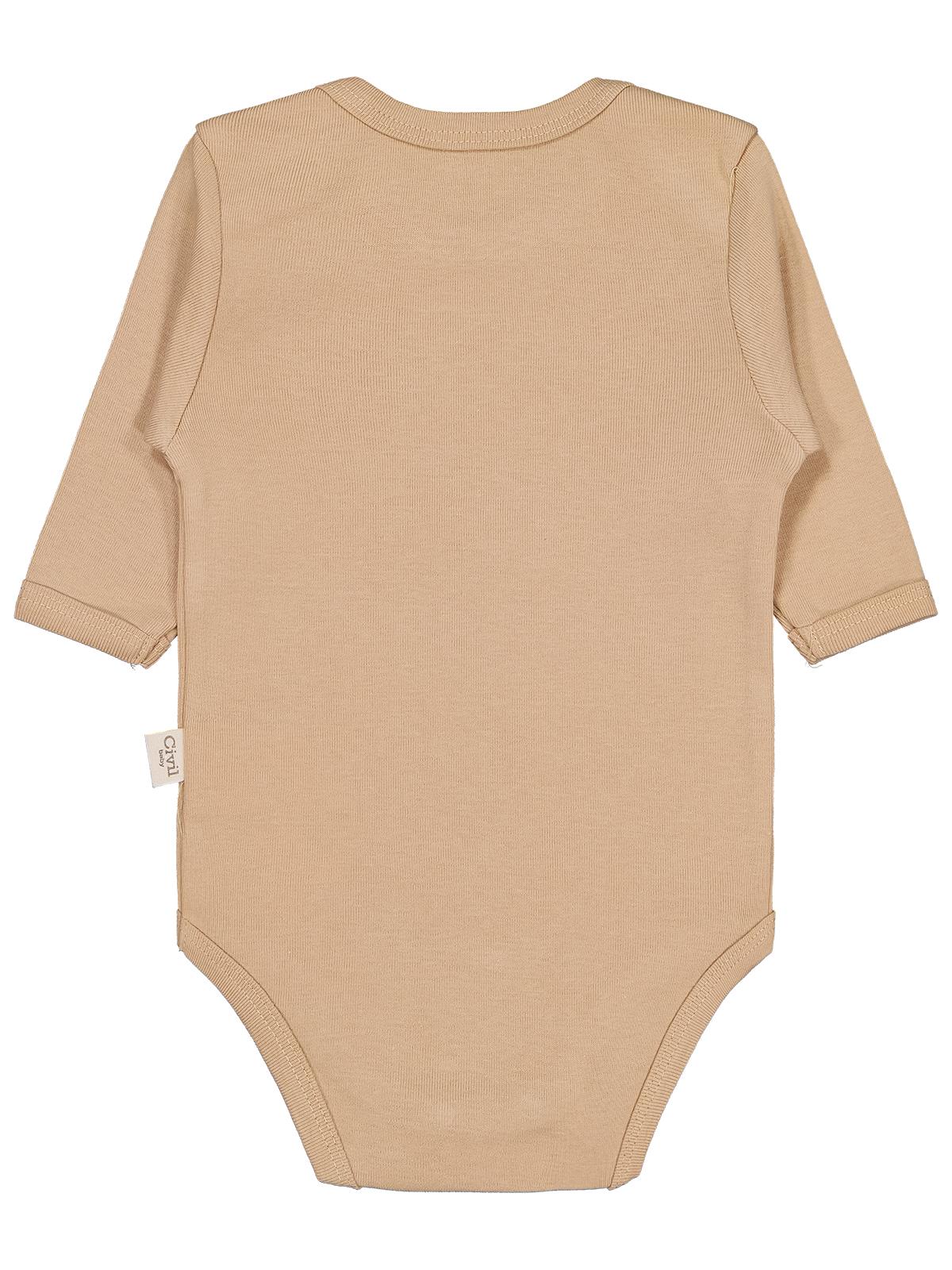 Civil Baby Düz Renkli Uzun Kol 12-36 Ay Çıtçıtlı Badi - Kahverengi