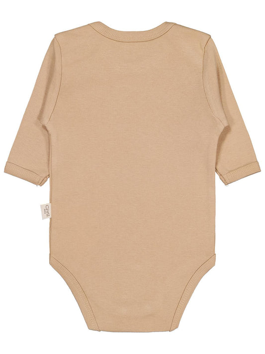 Civil Baby Düz Renkli Uzun Kol  Çıtçıtlı Badi - Kahverengi