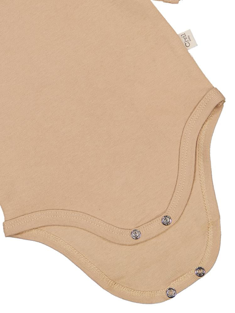 Civil Baby Düz Renkli Uzun Kol 0-1 Ay Çıtçıtlı Badi - Kahverengi