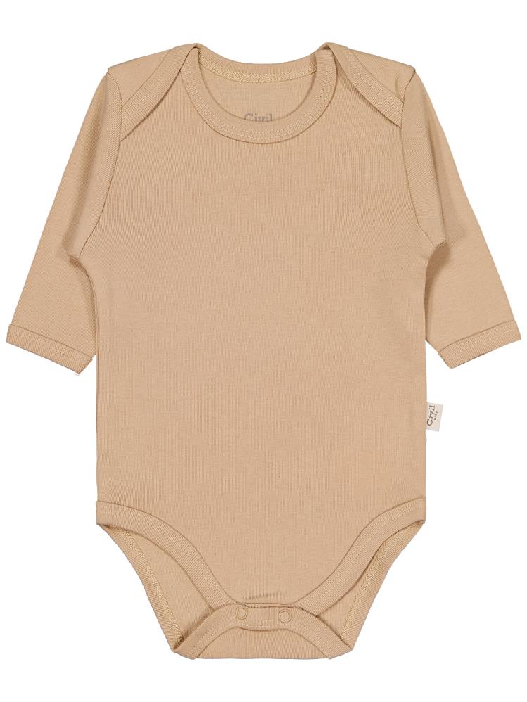 Civil Baby Düz Renkli Uzun Kol 12-36 Ay Çıtçıtlı Badi - Kahverengi