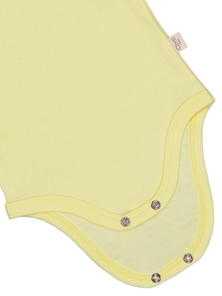 Civil Baby Düz Renkli Uzun Kol 0-1 Ay Çıtçıtlı Badi - Sarı