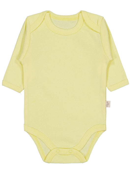 Civil Baby Düz Renkli Uzun Kol  Çıtçıtlı Badi - Sarı