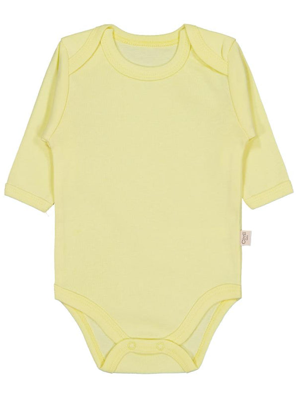 Civil Baby Düz Renkli Uzun Kol 3-9 Ay Çıtçıtlı Badi - Sarı