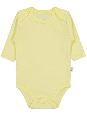 Civil Baby Düz Renkli Uzun Kol 0-1 Ay Çıtçıtlı Badi - Sarı