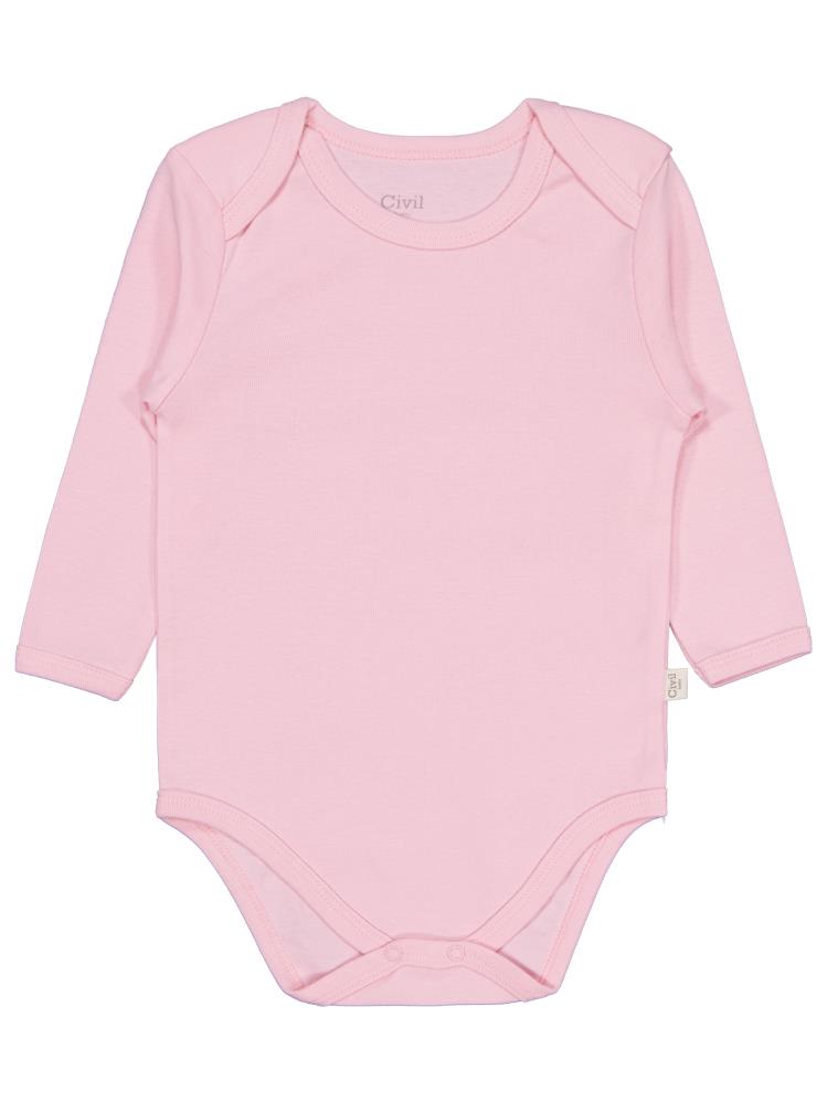 Civil Baby Düz Renkli Uzun Kol 12-36 Ay Çıtçıtlı Badi - Pembe