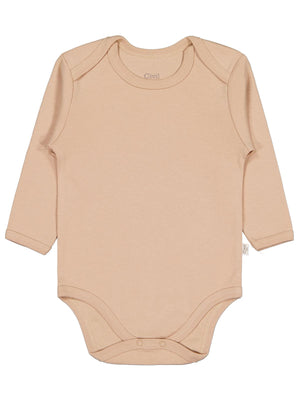 Civil Baby Düz Renkli Uzun Kol 12-36 Ay Çıtçıtlı Badi - Kahverengi