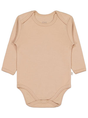 Civil Baby Düz Renkli Uzun Kol 12-36 Ay Çıtçıtlı Badi - Kahverengi