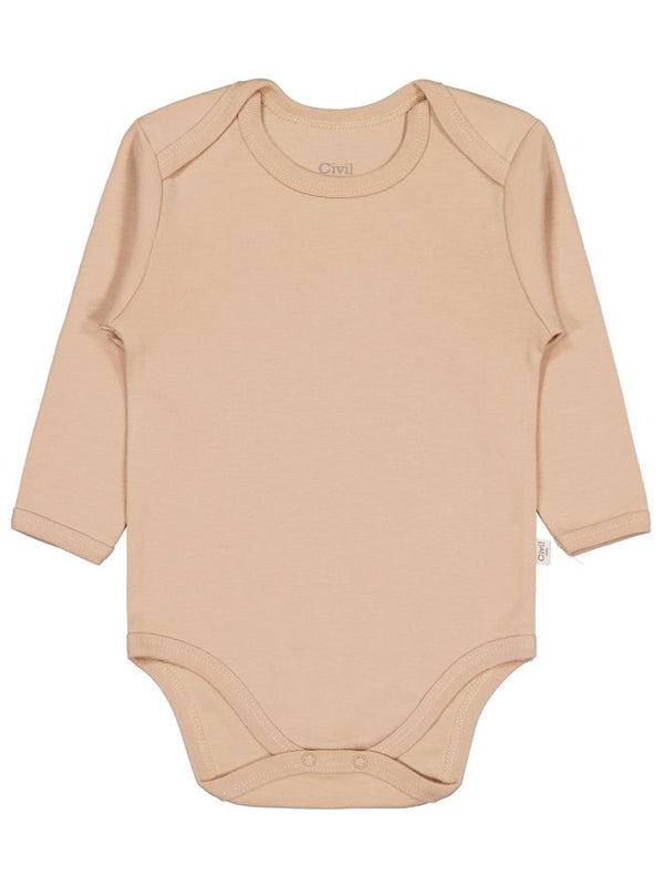 Civil Baby Düz Renkli Uzun Kol 12-36 Ay Çıtçıtlı Badi - Kahverengi