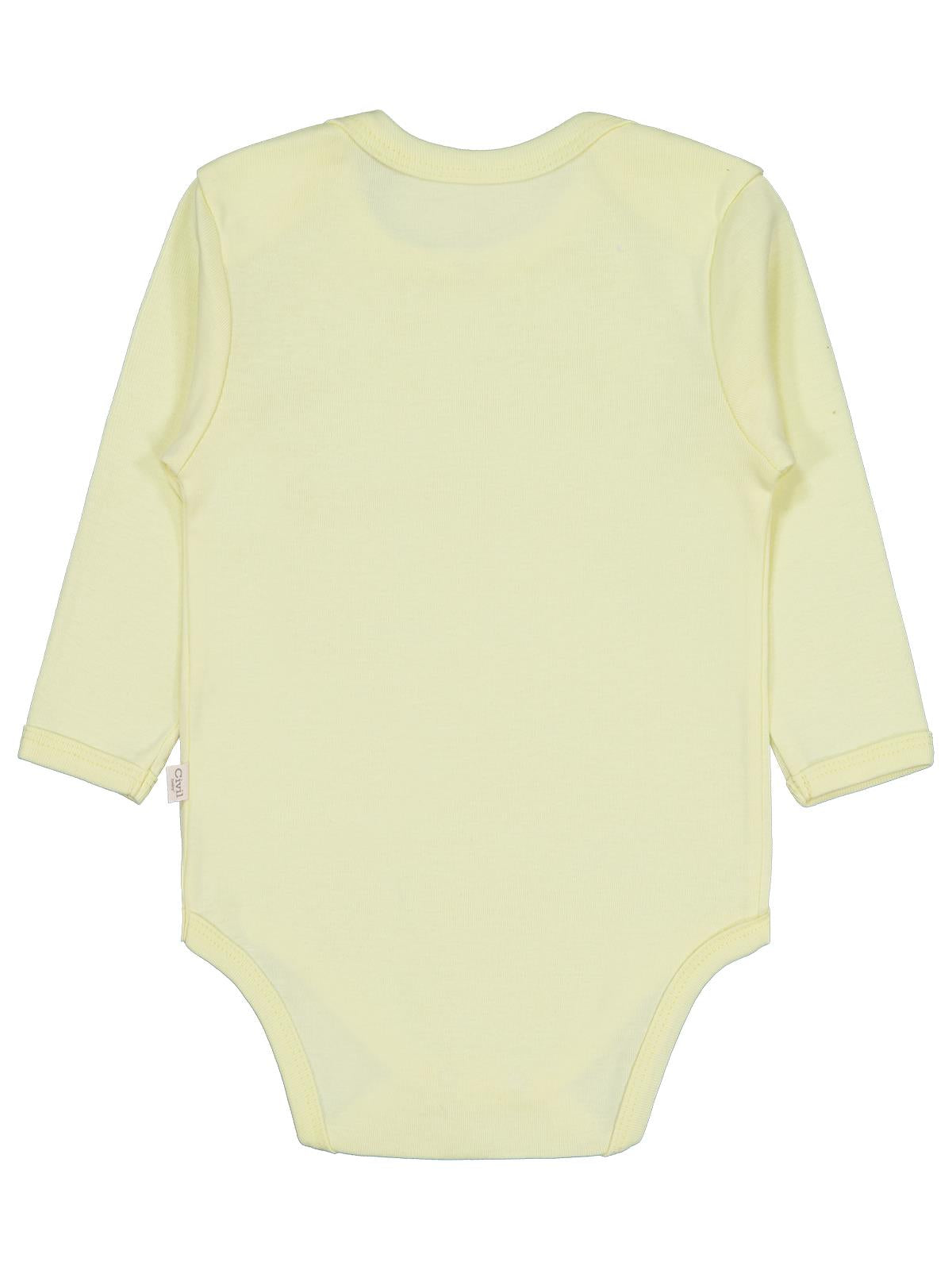 Civil Baby Düz Renkli Uzun Kol 12-36 Ay Çıtçıtlı Badi - Sarı