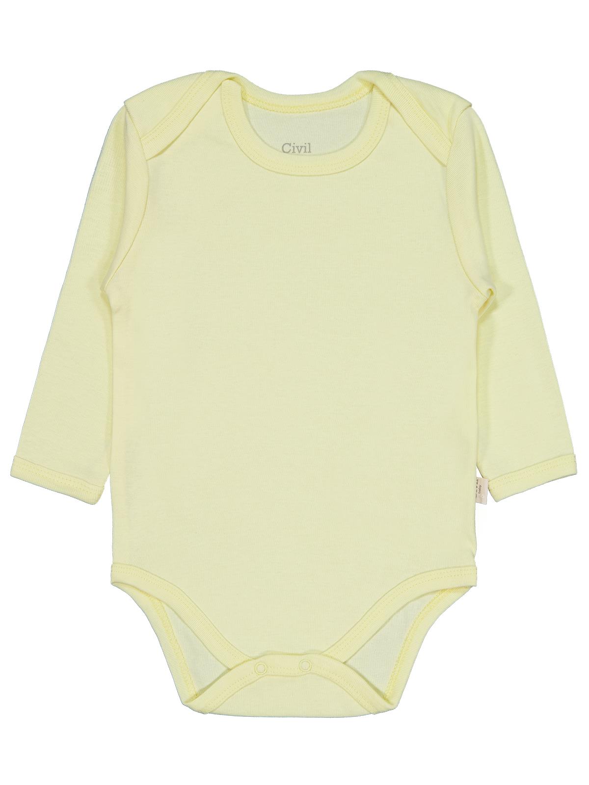 Civil Baby Düz Renkli Uzun Kol 12-36 Ay Çıtçıtlı Badi - Sarı