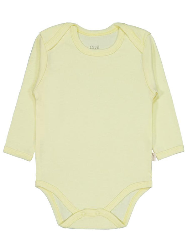 Civil Baby Düz Renkli Uzun Kol 12-36 Ay Çıtçıtlı Badi - Sarı
