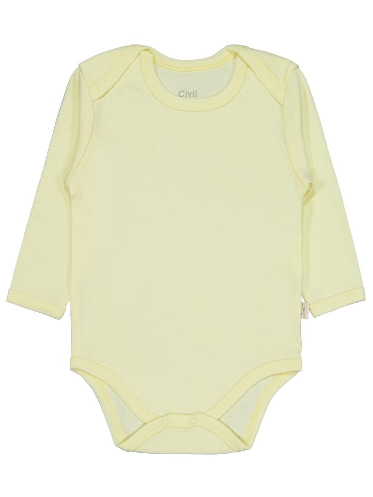 Civil Baby Düz Renkli Uzun Kol 12-36 Ay Çıtçıtlı Badi - Sarı