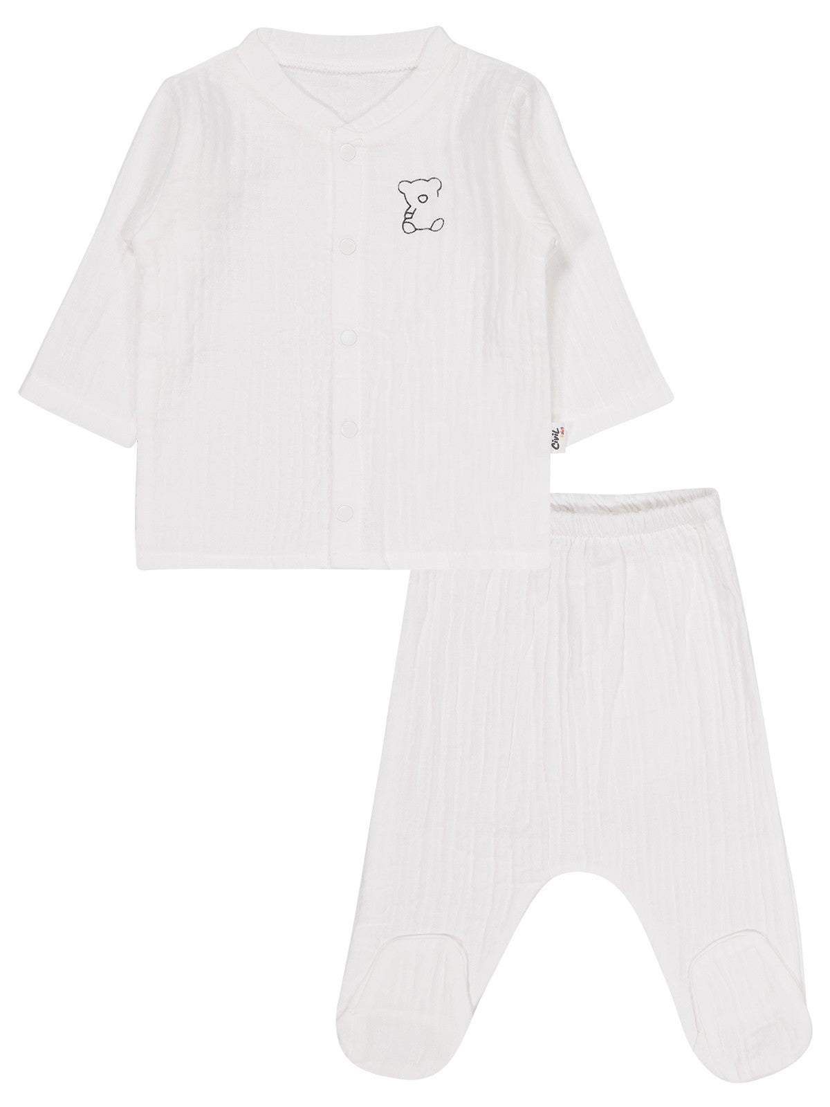 Civil Baby Ayıcık Baskılı 1-9 Ay Pijama Takımı - Ekru