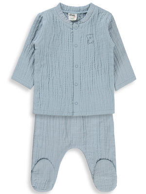 Civil Baby Ayıcık Baskılı 1-9 Ay Pijama Takımı - Mavi