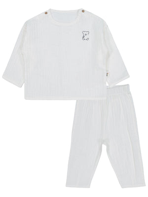 Civil Baby Ayıcık Baskılı 6-18 Ay Takımı - Ekru