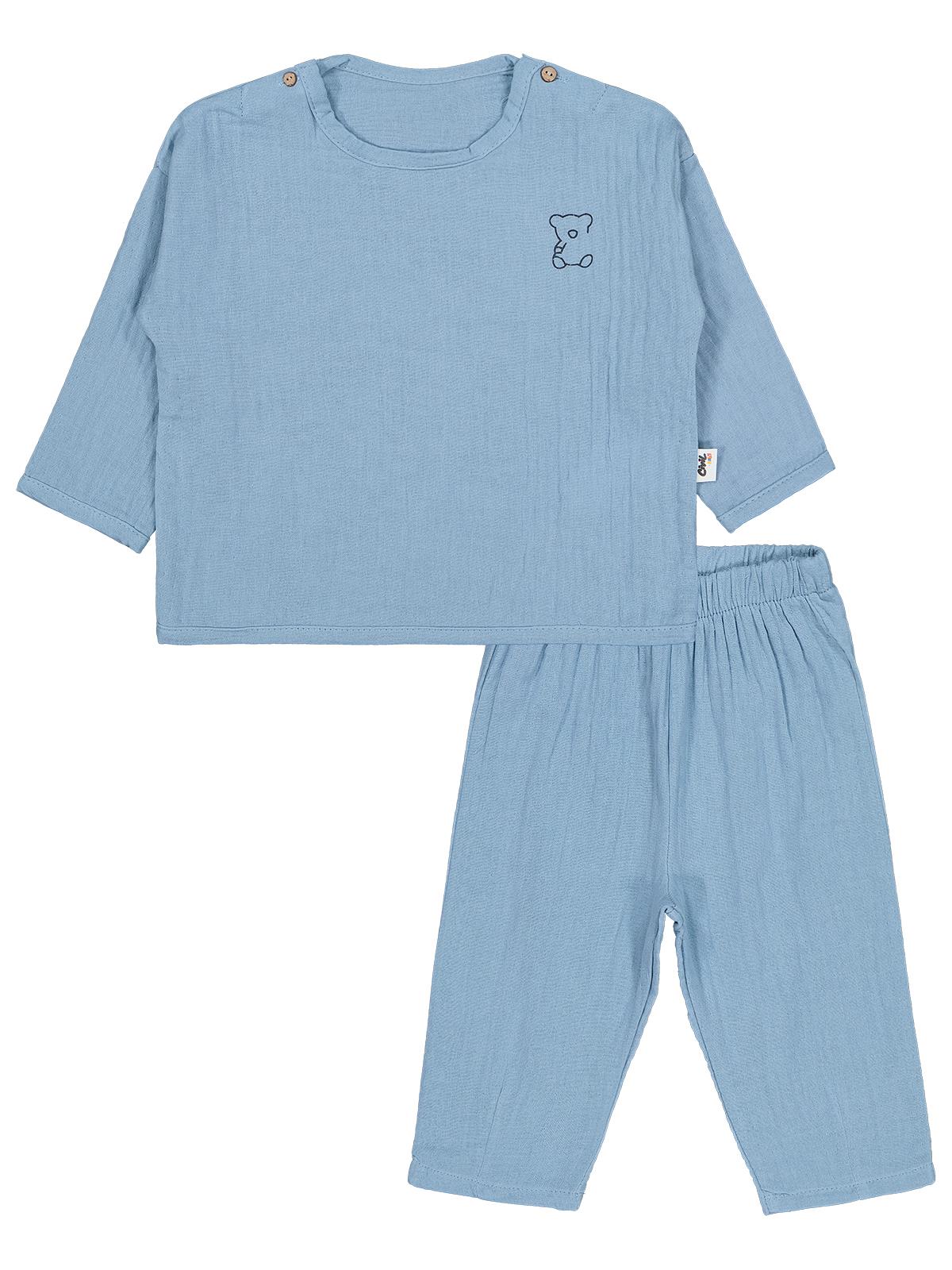 Civil Baby Ayıcık Baskılı 6-18 Ay Takımı - Mavi