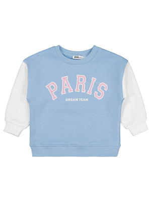 Civil Girls Paris Baskılı 2-5 Yaş Sweatshirt - Mavi